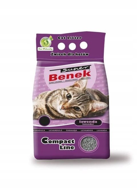 Żwirek dla kota bentonitowy Super Benek COMPACT LAWENDOWY 5l