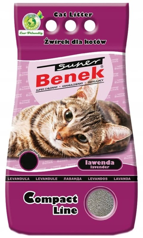 Żwirek dla kota bentonitowy Super Benek COMPACT LAWENDOWY 5l