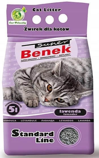 Żwirek dla kota bentonitowy Super Benek STANDARD Lawendowy 10l