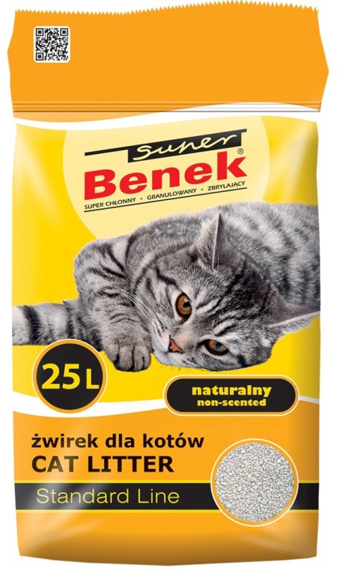 Żwirek dla kota bentonitowy Super Benek STANDARD naturalny 25l