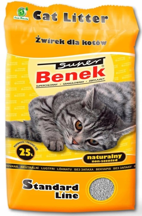 Żwirek dla kota bentonitowy Super Benek STANDARD naturalny 25l