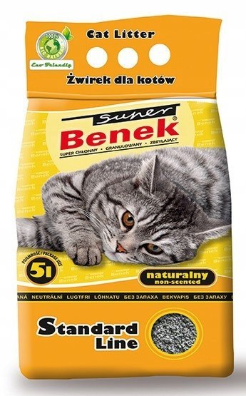 Żwirek dla kota bentonitowy Super Benek STANDARD naturalny 5l