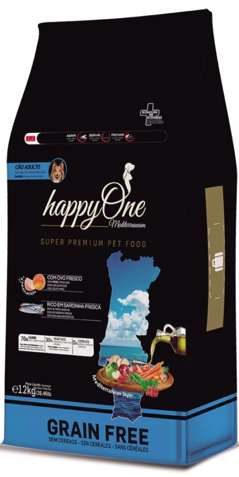 HappyOne Mediterraneum Adult Dog bogata w sardynki 12 kg