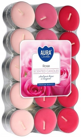 BISPOL AURA Podgrzewacze zapachowe tealight RÓŻA, ~4h 30 sztuk