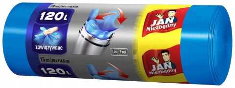 Jan Niezbędny EASY PACK ZAWIĄZYWANE NIEBIESKIE WORKI NA ŚMIECI 120L 15SZTUK