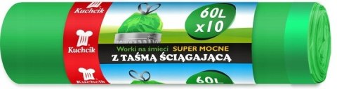 KUCHCIK Worki na śmieci z taśmą super mocne i wygodne 60l x10 szt.