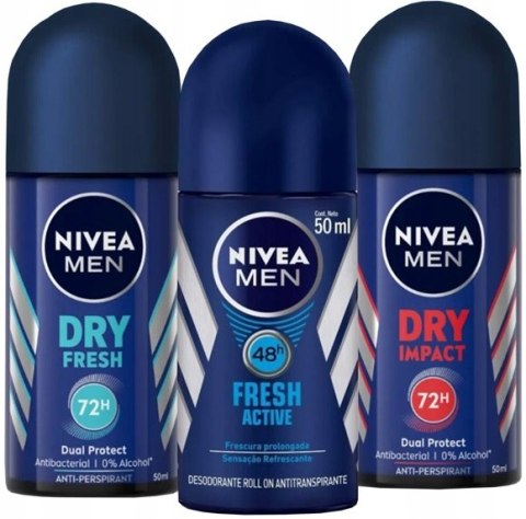 NIVEA Men Antyperspirant Roll-on Dry Impact, świeży, pocenie 50ml