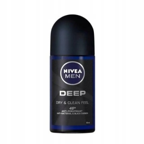 NIVEA Men Deep Dry&Clean Feel Antyperspirant Roll-On, pocenie 50ml