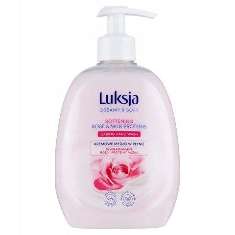 LUKSJA CREAMY&SOFT Mydło w płynie z pompką wygładzające RÓŻA, 500 ml