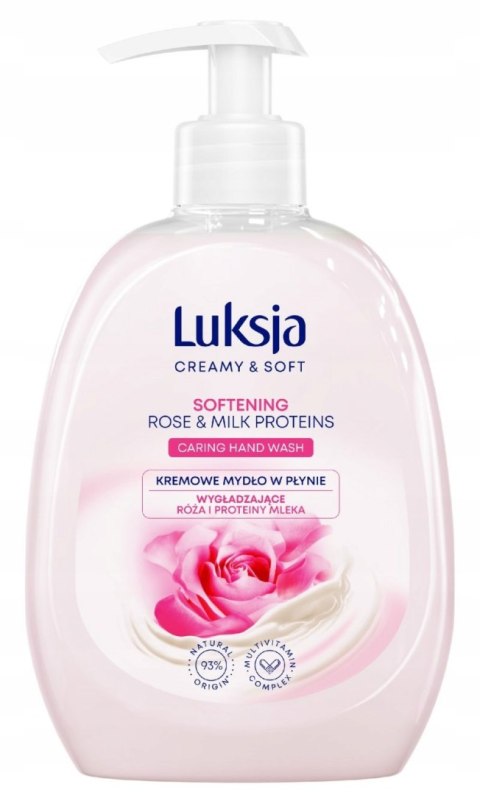 LUKSJA CREAMY&SOFT Mydło w płynie z pompką wygładzające RÓŻA, 500 ml