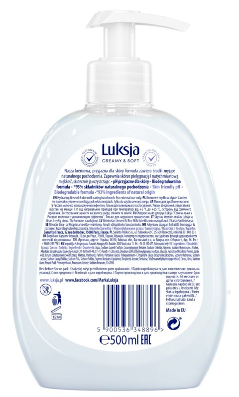 LUKSJA MYDŁO W PŁYNIE 500 ml POMPKA LINSEED