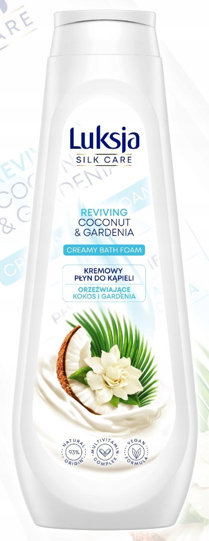 Luksja Silk Care Kremowy płyn do kąpieli orzeźwiające kokos i gardenia 900