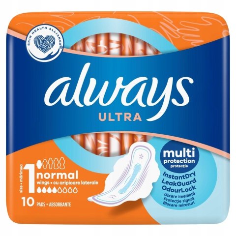 Always Ultra Normal (R1) Ze Skrzydełkami Podpaski 10 Sztuk