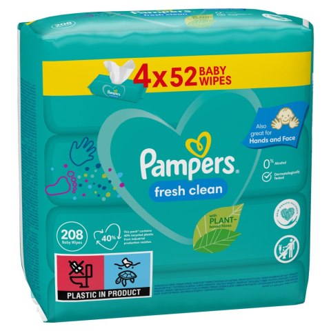 PAMPERS CHUSTECZKI NAWILŻANE FRESH CLEAN 4 x 52 SZT (208 szt)