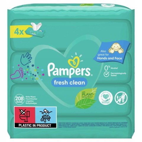 PAMPERS CHUSTECZKI NAWILŻANE FRESH CLEAN 4 x 52 SZT (208 szt)