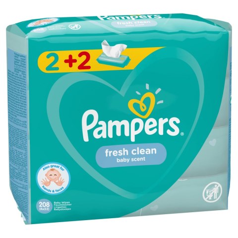 PAMPERS CHUSTECZKI NAWILŻANE FRESH CLEAN 4 x 52 SZT (208 szt)