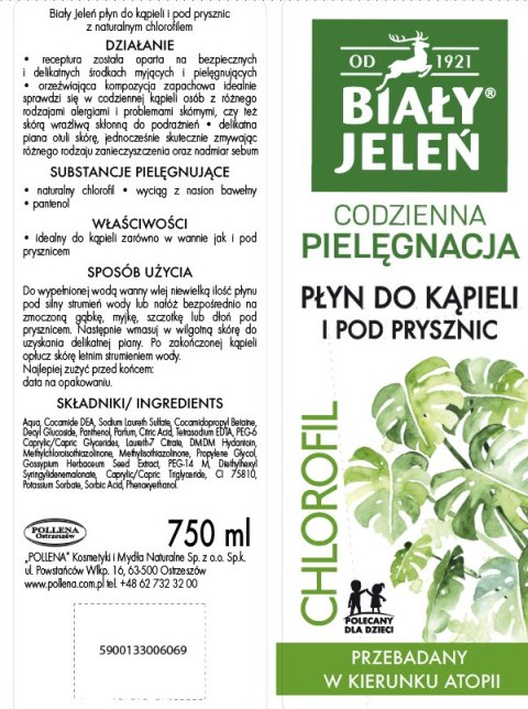 Biały Jeleń płyn do kąpieli z Chlorofilem 750ml