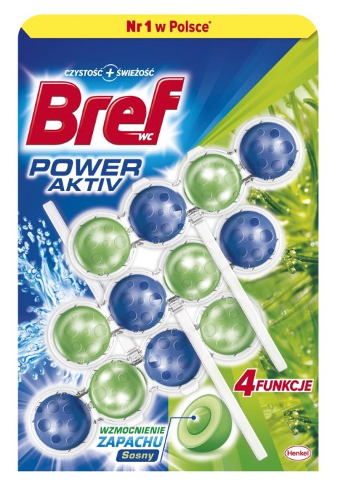 Bref Power Aktiv Zawieszka do Muszli WC Toalety Sosnowy Las 3x50g