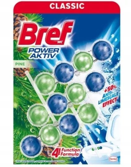 Bref Power Aktiv Zawieszka do Muszli WC Toalety Sosnowy Las 3x50g