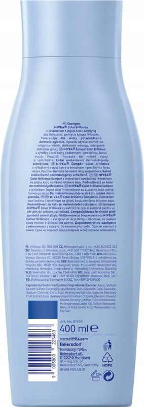 NIVEA Color Protect Szampon do włosów farbowanych malowanych łagodny 400ml