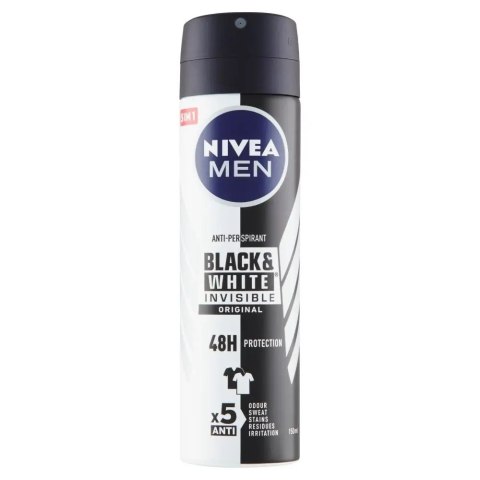 Nivea Men Invisible Black & White antyperspirant dezodorant spray 150 ml