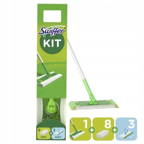 Swiffer mop + 11 wkładów (8 suchych, 3 mokre)