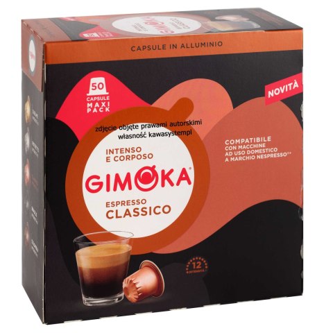 Nespresso Kapsułki Aluminiowe Gimoka Classico x50 Doskonała Włoska Kawa