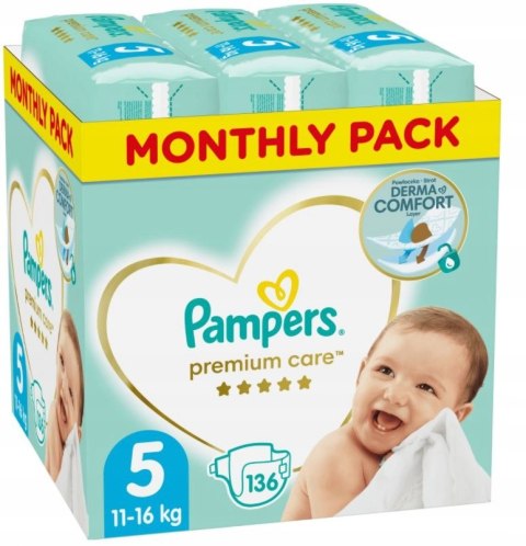 PAMPERS Pieluchy PREMIUM Care 5 Junior 136 sztuk