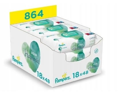 Pampers Aqua Harmonie Pure Chusteczki 18x48=864 Sztuk Zestaw