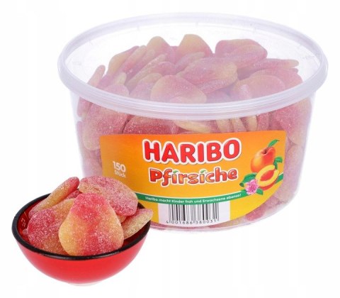 Haribo Pfirsiche Żelki Brzoskwiniowe W cukrze 150 sztuk 1350g Owocowe DE