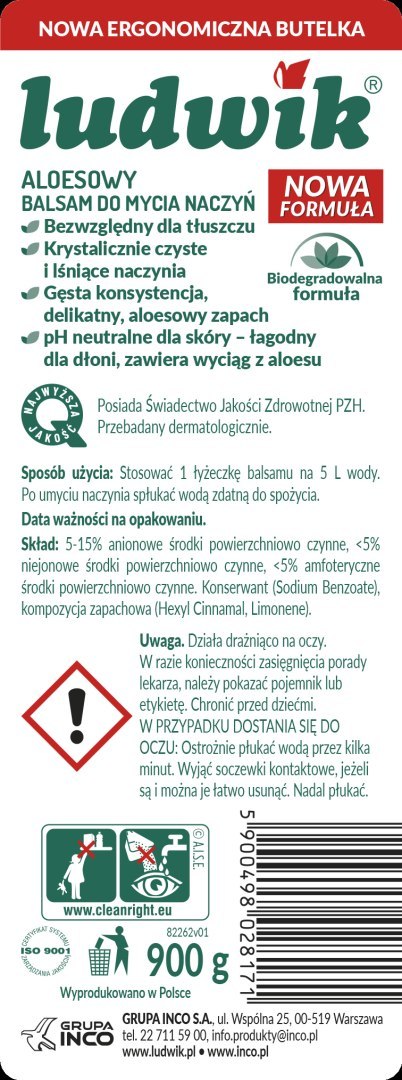 Ludwik płyn do naczyń Aloes 900g