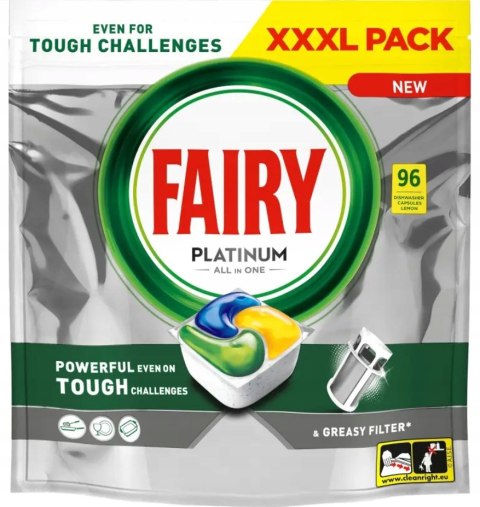 Kapsułki Fairy Platinum All In One Do Zmywarki Cytrynowe 96 Sztuk GIGA PACK