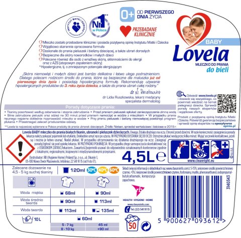 Mleczko do prania białego Lovela 4,5 l Mleczko do prania białego Lovela 4,5 l