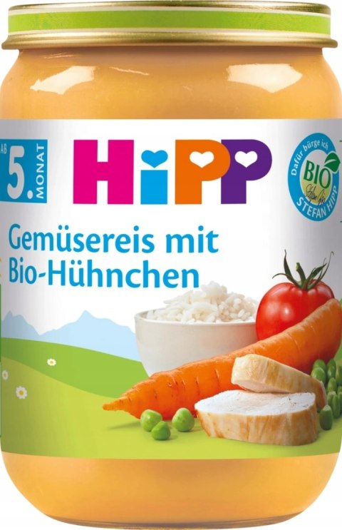 HIPP BIO RYŻ Z WARZYWAMI I KURCZAKIEM 5m 190g HIPP BIO RYŻ Z WARZYWAMI I KURCZAKIEM 5m 190g