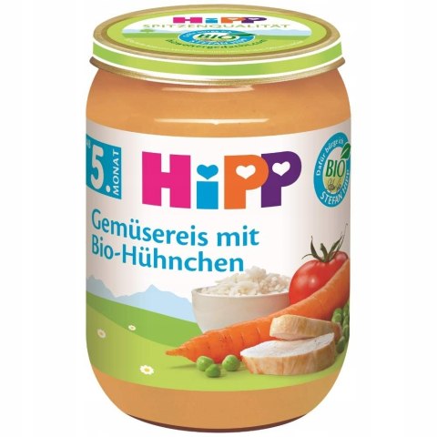 HIPP BIO RYŻ Z WARZYWAMI I KURCZAKIEM 5m 190g HIPP BIO RYŻ Z WARZYWAMI I KURCZAKIEM 5m 190g