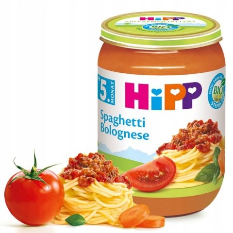 HIPP BIO SPAGHETTI BOLOGNESE Z WOŁOWINĄ 5m 190g HIPP BIO SPAGHETTI BOLOGNESE Z WOŁOWINĄ 5m 190g