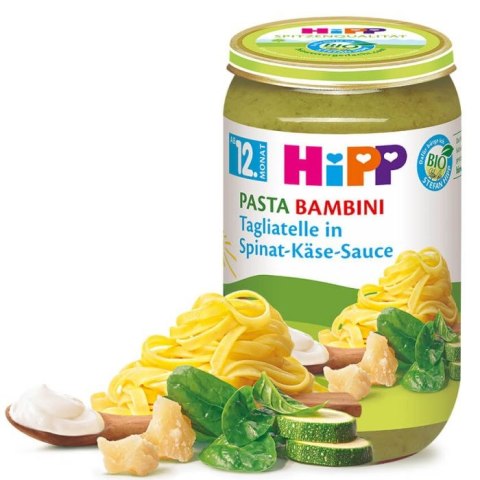 HIPP BIO TAGIATELLE ZE SZPINAKIEM SOSEM I SER 12m HIPP BIO TAGIATELLE ZE SZPINAKIEM SOSEM I SER 12m