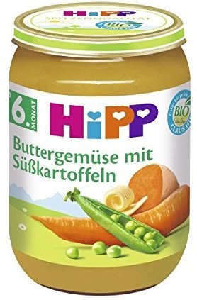 HiPP Wegetariańskie Warzywa z Batatami i Groszkiem HiPP Wegetariańskie Warzywa z Batatami i Groszkiem