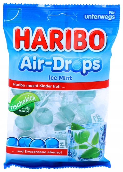 Miękkie gumowe cukierki miętowe żelki HARIBO Air-Drops Ice Mint 100g DE Miękkie gumowe cukierki miętowe żelki HARIBO Air-Drops Ice Mint 100g DE