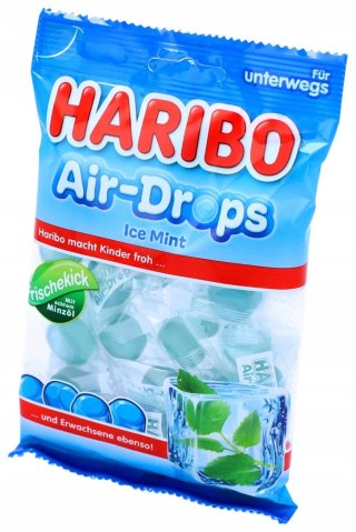 Miękkie gumowe cukierki miętowe żelki HARIBO Air-Drops Ice Mint 100g DE