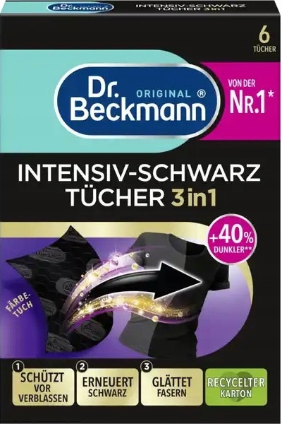 Chusteczki do prania czarnych tkanin Dr. Beckmann 6 szt. Chusteczki do prania czarnych tkanin Dr. Beckmann 6 szt.