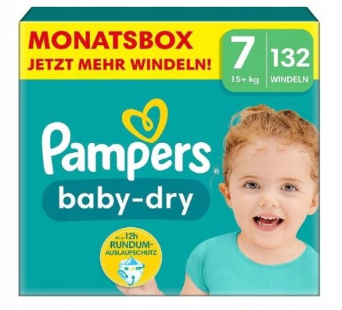 Pampers Pieluszki Baby Dry Rozmiar 7 waga15+ 132sz Pampers Pieluszki Baby Dry Rozmiar 7 waga15+ 132sz