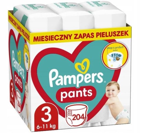 Pieluchomajtki Pampers Pants R3 204 szt. Pieluchomajtki Pampers Pants R3 204 szt.
